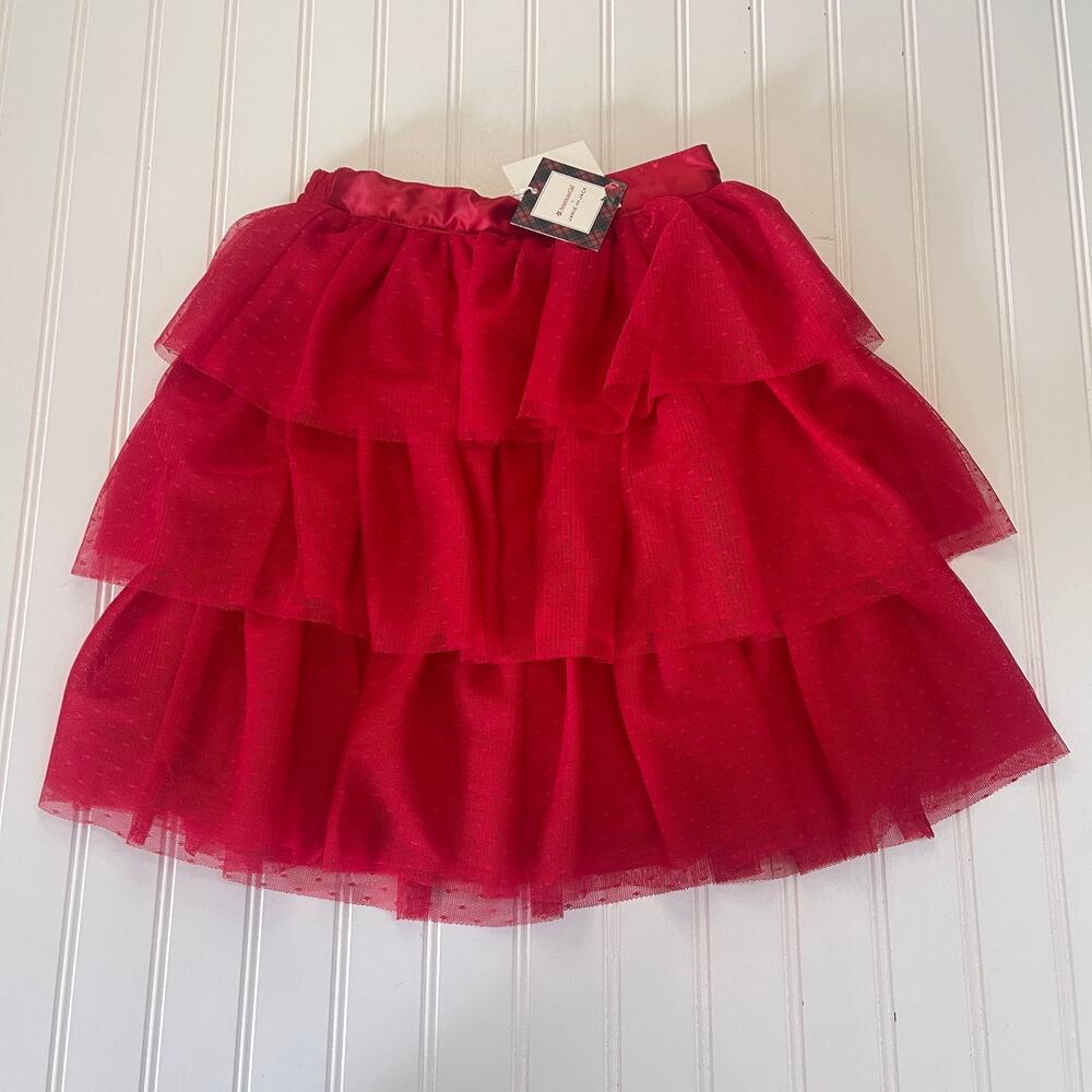 NWT Janie Jack X American Girl Doll Red Tulle Tiered Ruffle Skirt Size‎ Girls 6